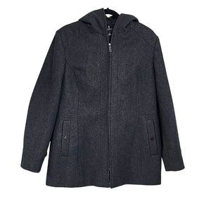 London Fog gray wool blend hooded jacket sz XL